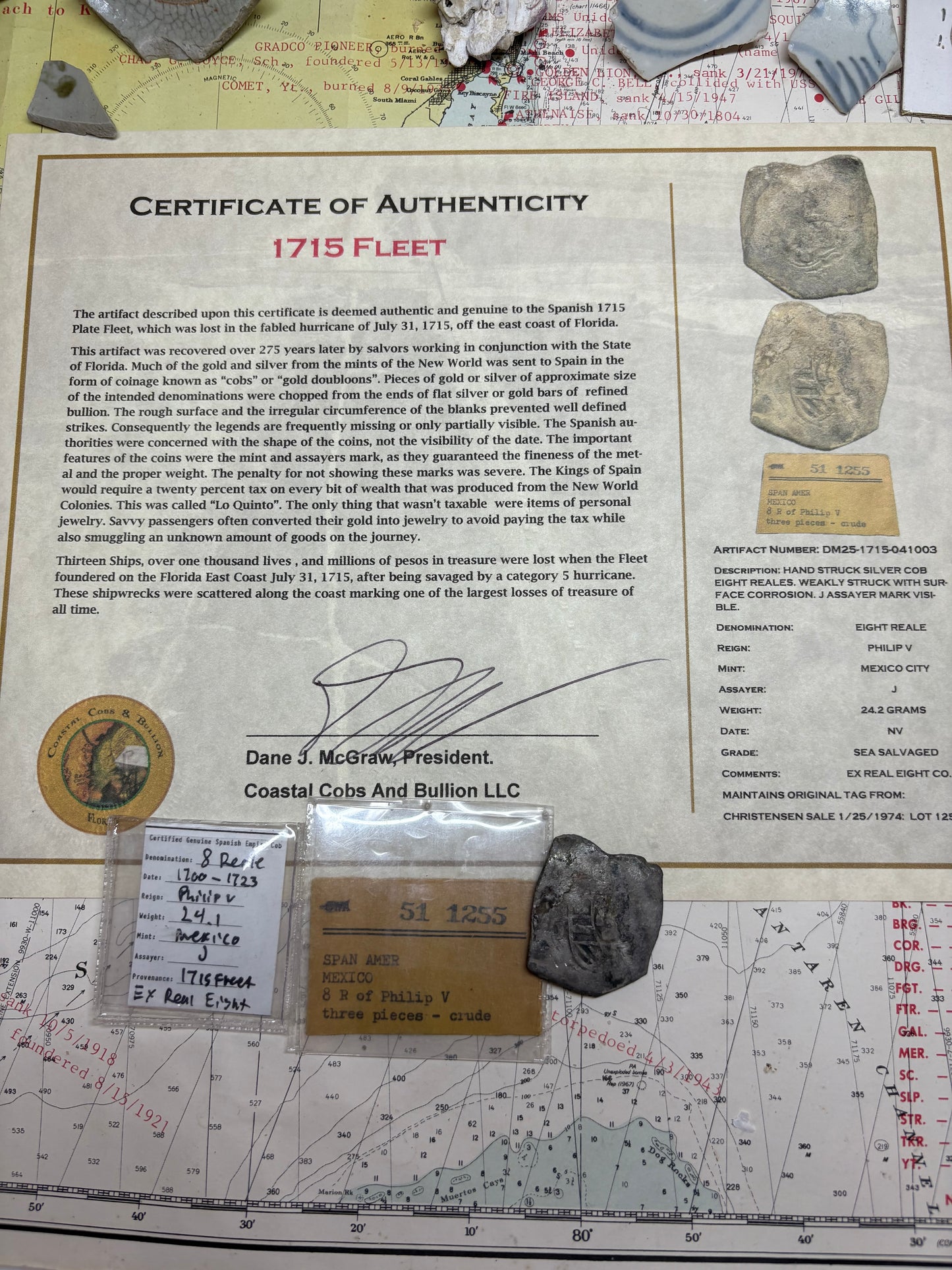 1715 Fleet 8 Reale, Ex Christensen Auction, Ex Real Eight Co. Philip V Reign, Mexico City Mint, J Assayer, 24.1 Grams