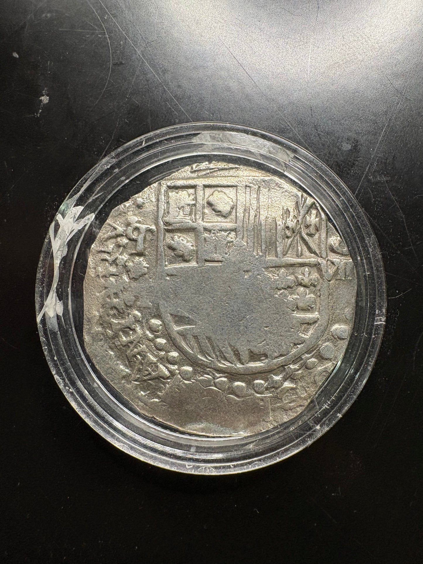Atocha Shipwreck 8 Reale and 8 oz Silver Bullion Set, Grade 1, Ted Miguel COA, Philip III Reign, Potosi Mint, T Assayer, 26.4 Grams, Chest 5.