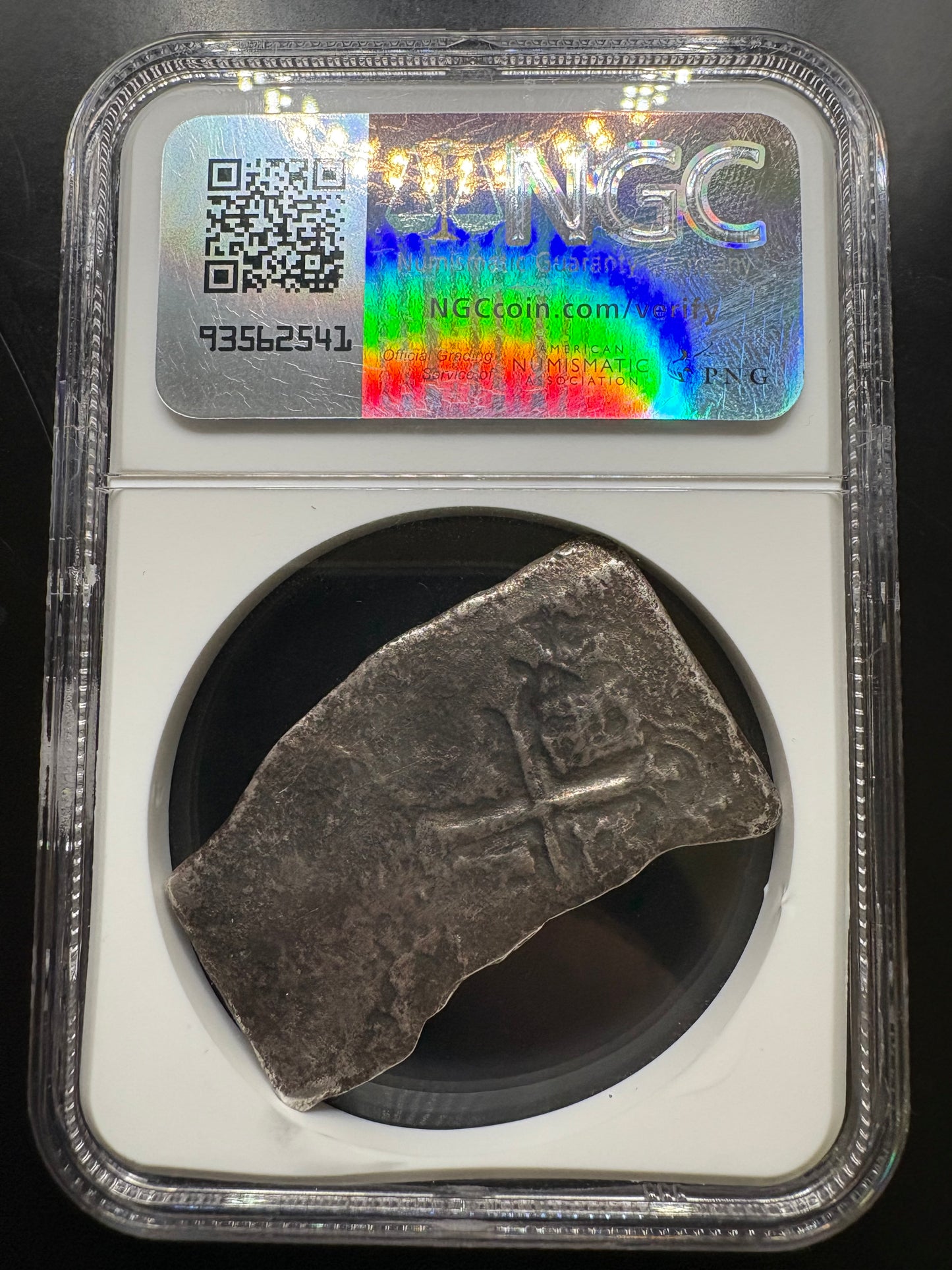 Rare 1715 Fleet G Assayer 8 Reale, Charles II Reign, G Assayer, 16.90 Grams, VF Detail NGC Certified.