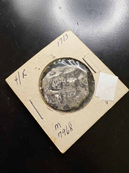 1715 Fleet 4 Reale, Original Real Eight Co Flip, Philip V Reign, Mexico City Mint, J Assayer, 12.1 Grams.