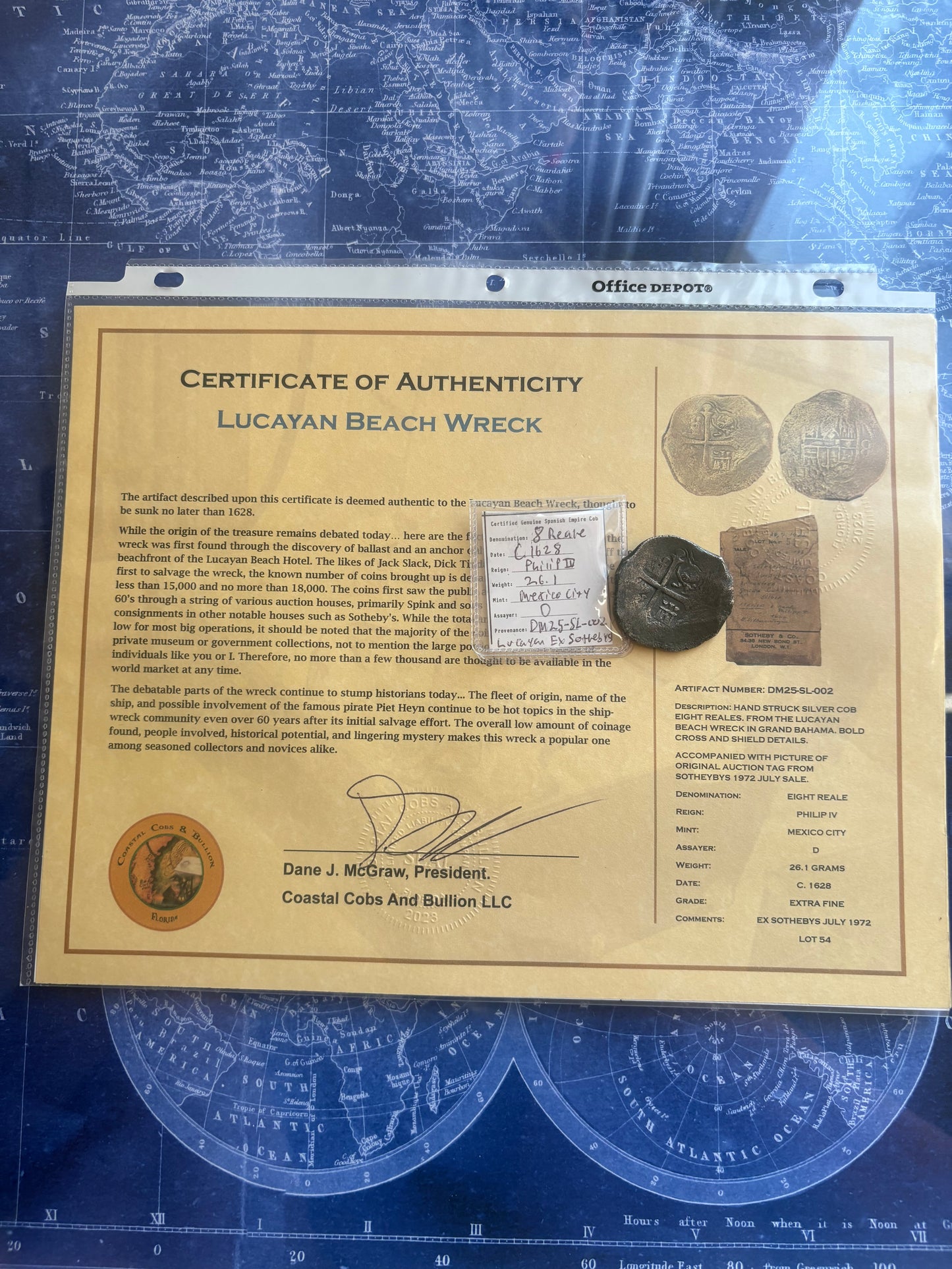 Lucayan Beach Wreck 8 Reale, Mexico City Mint, 26.1 Grams, Philip IV Reign, C. 1628, Sothebys 1972 Sale Lot 54.