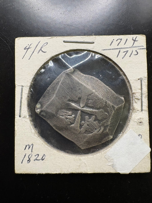 1715 Fleet 4 Reale, Original Real Eight Co. Salvor Flip. M1820, Philip V Reign, Mexico City Mint, J Assayer, 13.2 Grams