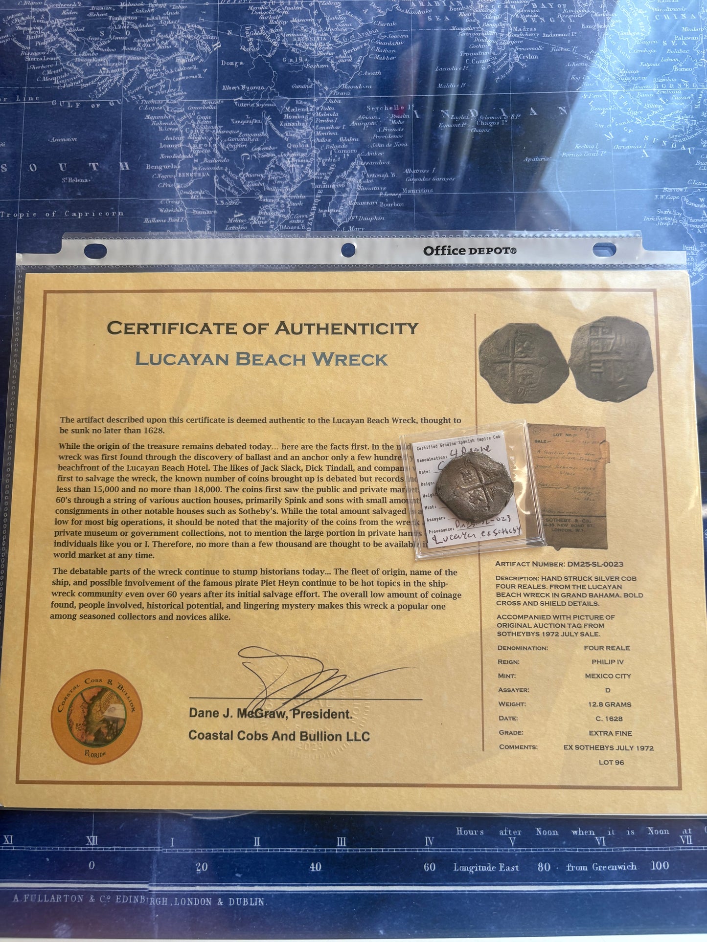 Lucayan Beach Wreck 4 Reale, Mexico City Mint, 12.8 Grams, Philip IV Reign, Sothebys 1972 Sale Lot 96