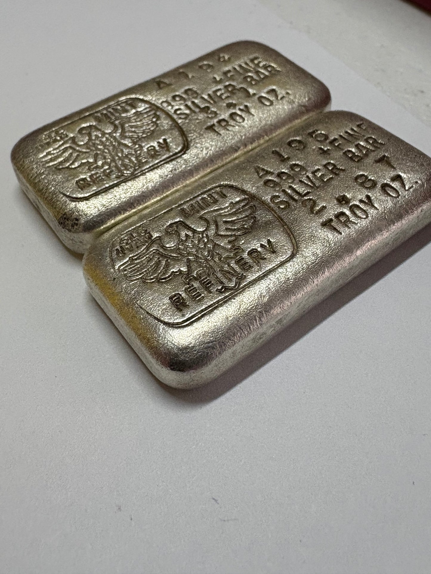 Extremely Rare Sequential Serial Pair of SLC Mint Utah 3 oz Cast Silver Bars. Approximately 10 known.
