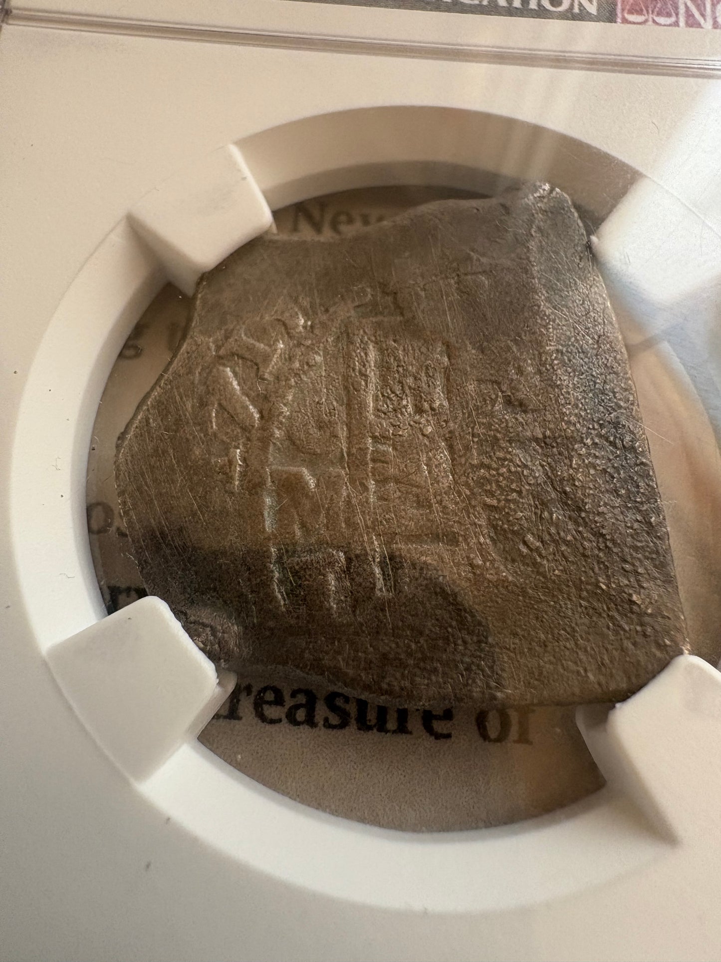 1715 Fleet Shipwreck 4 Reale, 1715 Full date, Royal Reverse Die, Mexico City Mint, 13.4 Grams, J Assayer, Ex Christensen Auction with Tag.