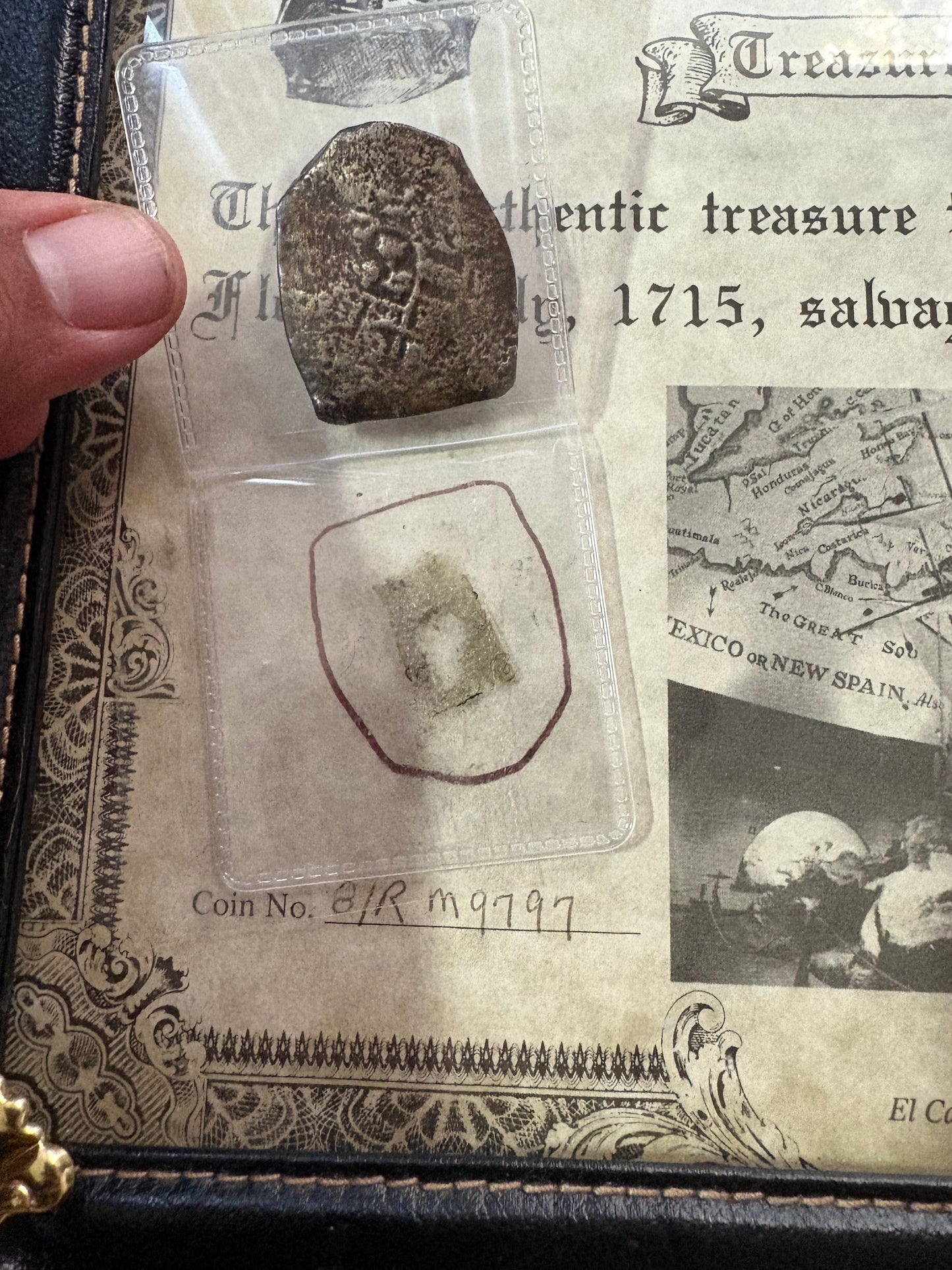 1715 Fleet 8 Reales in Standup Frame, Mexico City Mint, J Assayer, 23.2 Grams, Philip V Reign,Real Eight Co COA Signed by Ella M.