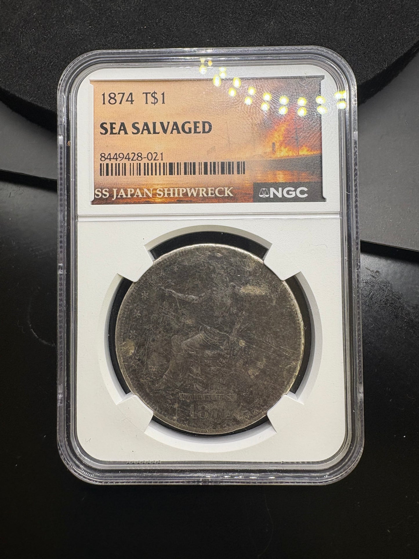 SS Japan Shipwreck 1874 Trade Dollar NGC Sea Salvaged with Paper COA